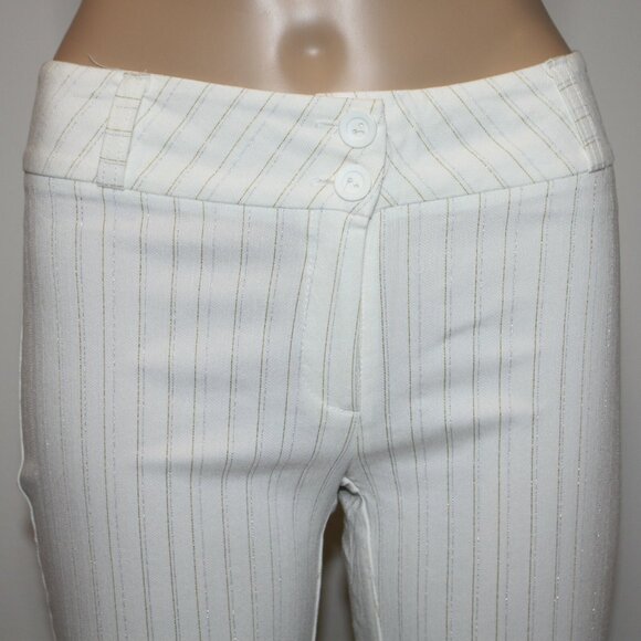 New Tower Women's Low-Rise Capri Pants in White with Metallic Stripes size Large - Picture 4 of 7